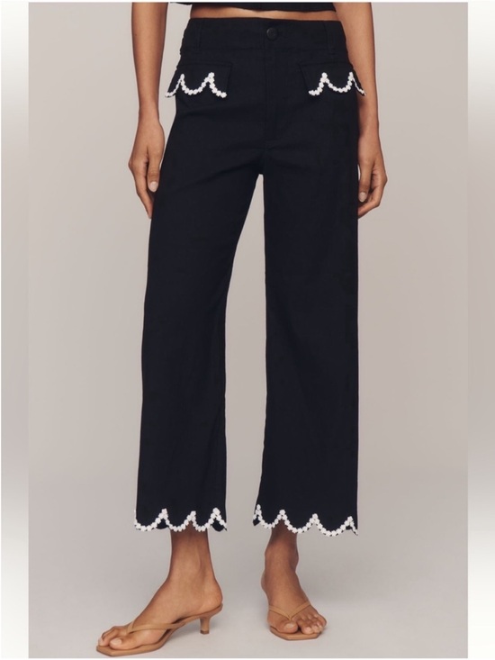 Maeve Pants - NWT Maeve Colette Scalloped High-Rise
Wide-Leg Cropped Pants